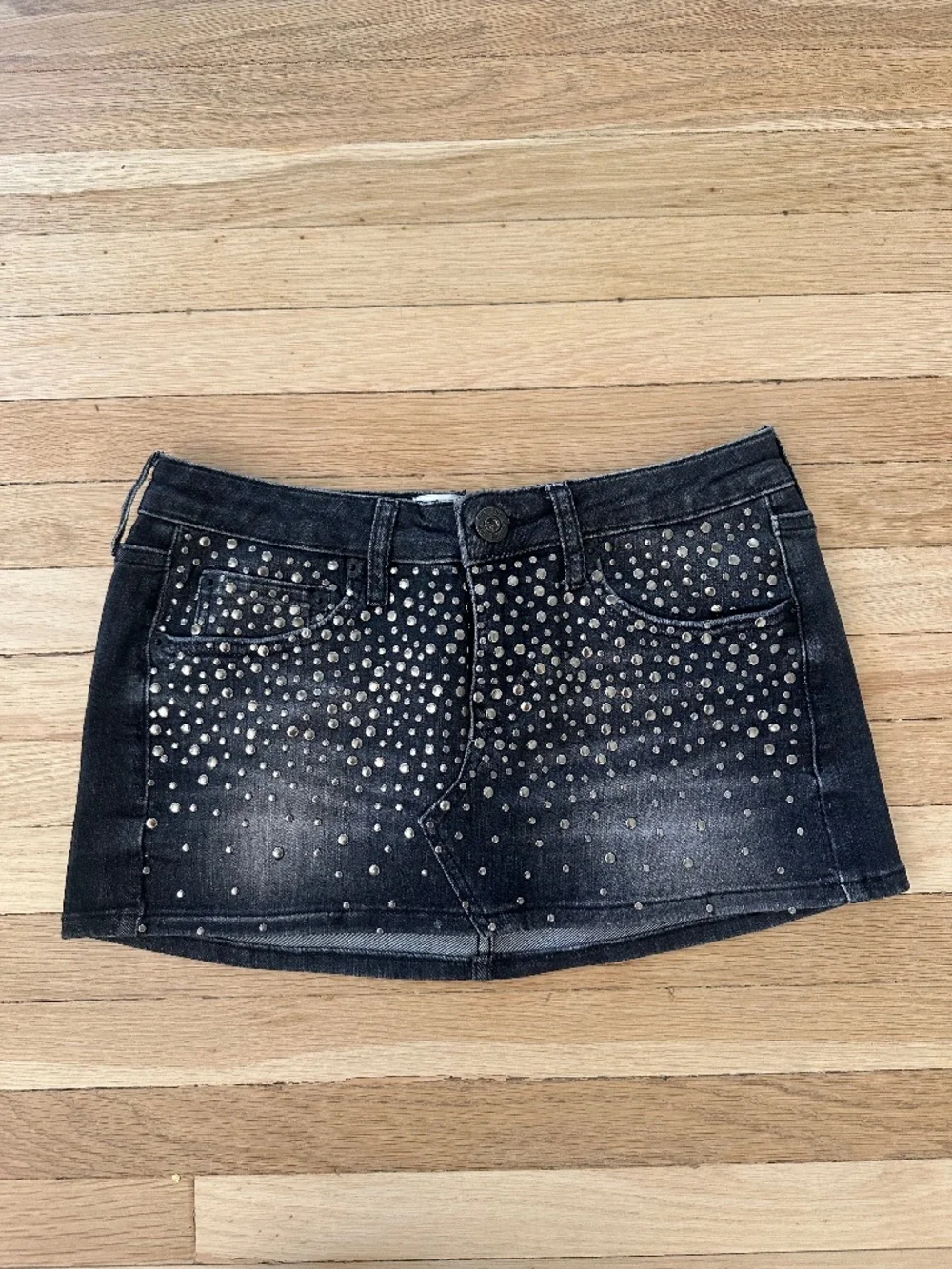Urban Outfitters BBG studded gray denim mini skirt